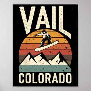 Vail Colorado Snowboard Vintag Snowboarden Mount Poster