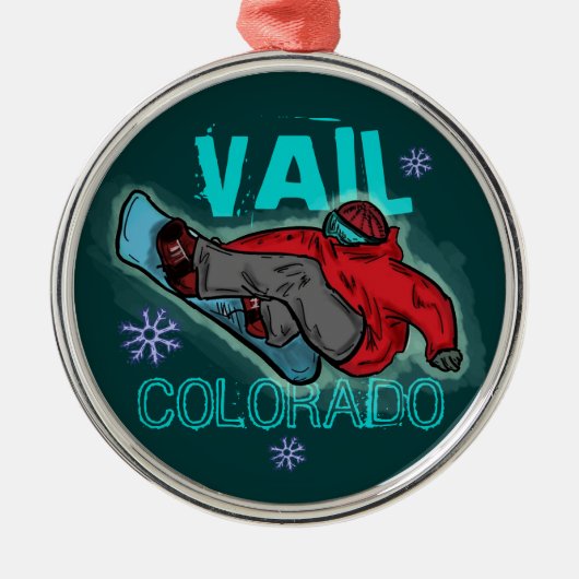 Vail Colorado Snowboarderverzierung Silbernes Ornament (Vorne)
