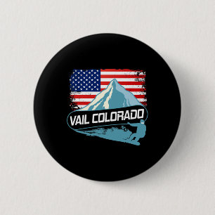 Vail Colorado Snowboarding American Flag I Nordic Button