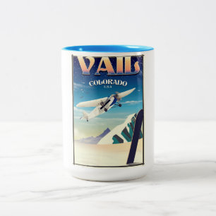 Vail Colorado Vintage Reiseplakat Zweifarbige Tasse