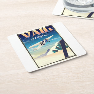 Vail Colorado Vintage-Reiseposter Rechteckiger Pappuntersetzer