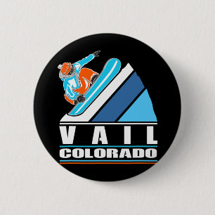 Vail Colorado - Vintager Snowboarder Button