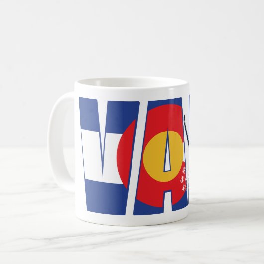 Vail mit Colorado Flag und Skier Kaffeetasse (Vorderseite Links)