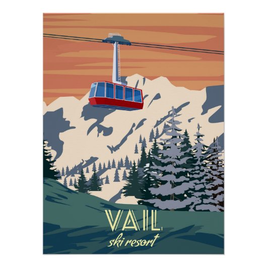 Vail Ski Reiseschema - Plakat Vintag Poster (Vorderseite)