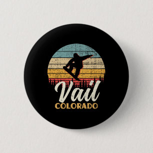Vail Snowboarden Colorado Vintages Berg Retro Button