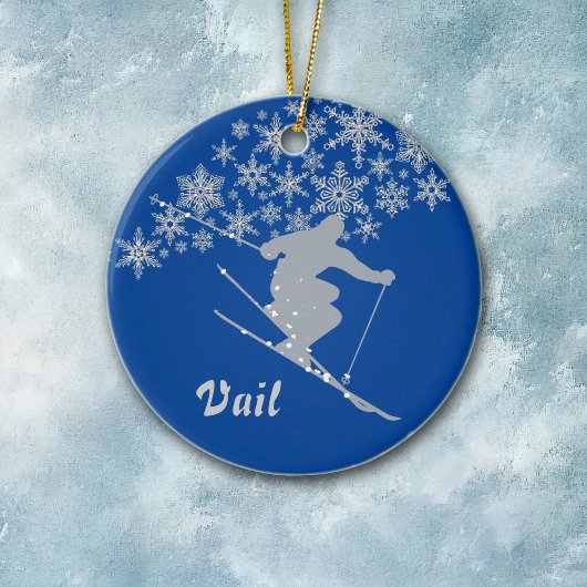 Vail Snowflake Skier Personalisiert Keramik Ornament