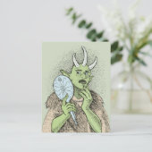 Vain Ogre mit Hand Mirror Postkarte (Stehend Vorderseite)