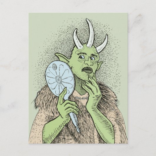 Vain Ogre mit Hand Mirror Postkarte (Vorderseite)