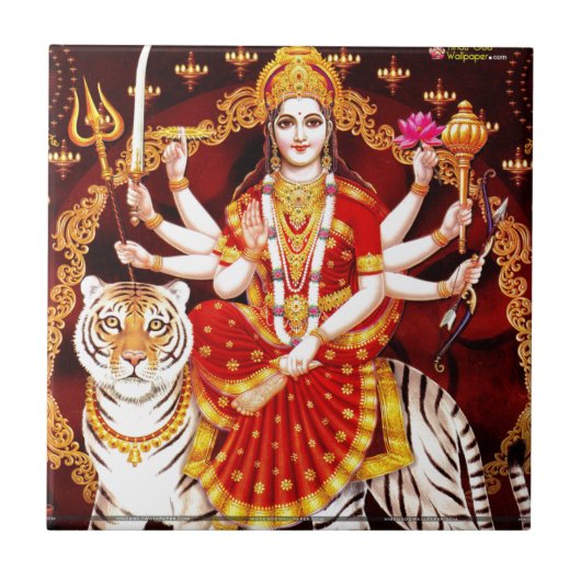 VAISHNO DEVI HINDU-GÖTTIN FLIESE (Vorderseite)