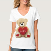 Vaishno Soft Toys Teddy Bär mit rotem Herzen - Lov T-Shirt (Vorderseite)