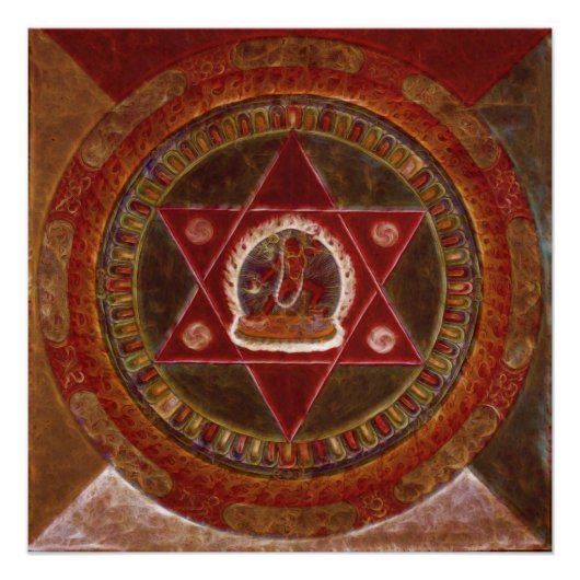 Vajrayogini steht in zwei roten Querdreiecken Poster (Vorderseite)