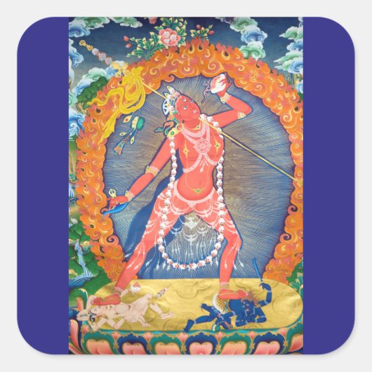 Vajrayogini tibetisch-buddhistische Deity Quadratischer Aufkleber (Vorderseite)