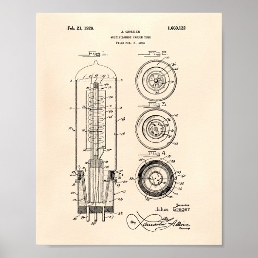 Vakuumröhre 1928 Patent Art Old Peper Poster (Vorne)