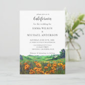 Val California Poppies Landschaft Floral Wedding Einladung (Stehend Vorderseite)