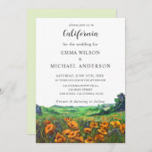 Val California Poppies Landschaft Floral Wedding Einladung (Vorne/Hinten)