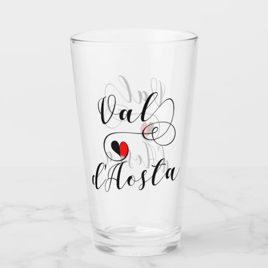 Val d'Aosta Flag Herz, Italien, Aostatal Glas (Rückseite)