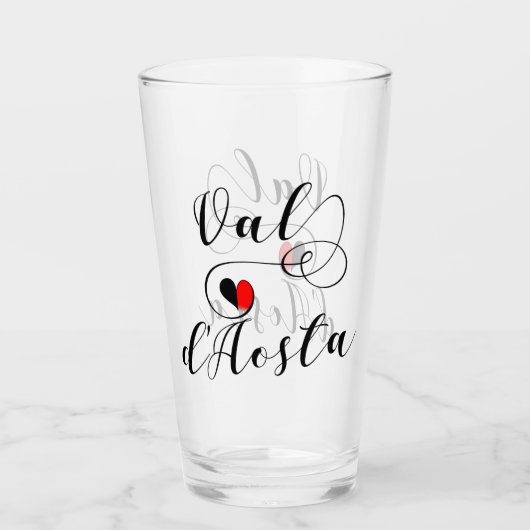 Val d'Aosta Flag Herz, Italien, Aostatal Glas (Vorderseite)