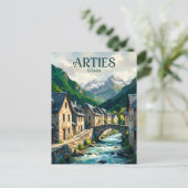 Val d'Aran - Dorf Arties Spanien Postkarte (Stehend Vorderseite)