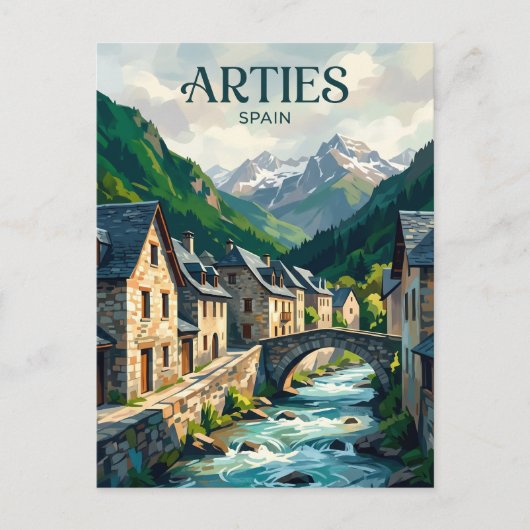 Val d'Aran - Dorf Arties Spanien Postkarte (Vorderseite)