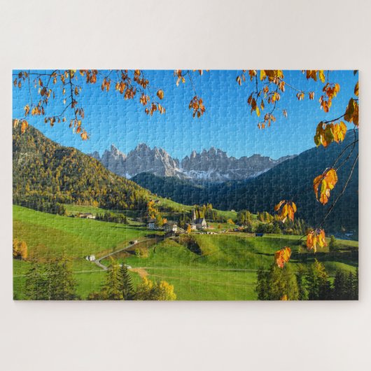 Val Di Funes-Dolomittal mit Herbst-Blätter Puzzle (Horizontal)