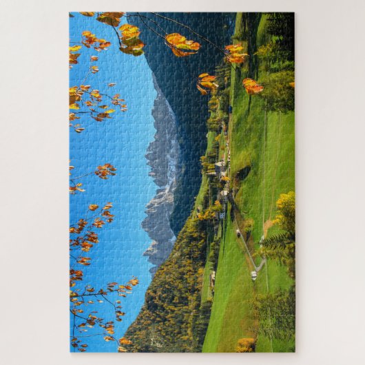 Val Di Funes-Dolomittal mit Herbst-Blätter Puzzle (Vertikal)