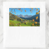 Val di Funes mit einem Rechteck auf Herbstblättern Rechteckiger Aufkleber (Tasche)