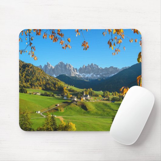 Val Di Funes-Tal mit Herbst verlässt mousepad (Mit Mouse)