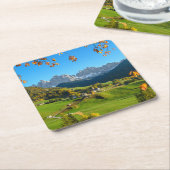 Val Di Funes-Tal mit Herbst verlässt Untersetzer (angewinkelt)