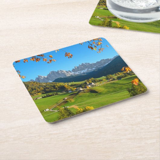 Val Di Funes-Tal mit Herbst verlässt Untersetzer (angewinkelt)