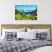 Val di Funes Tal mit Herbstblättern Leinwand (Insitu (Schlafzimmer))
