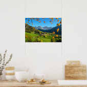 Val di Funes Tal mit Herbstblättern Poster (Küche)