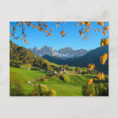 Val di Funes Tal mit Herbstblättern Postkarte (Vorderseite)