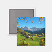 Val di Funes Tal mit Herbstlaub Magnet (Vorderseite/Rückseite)