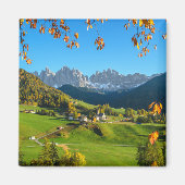 Val di Funes Tal mit Herbstlaub Magnet (Vorne)