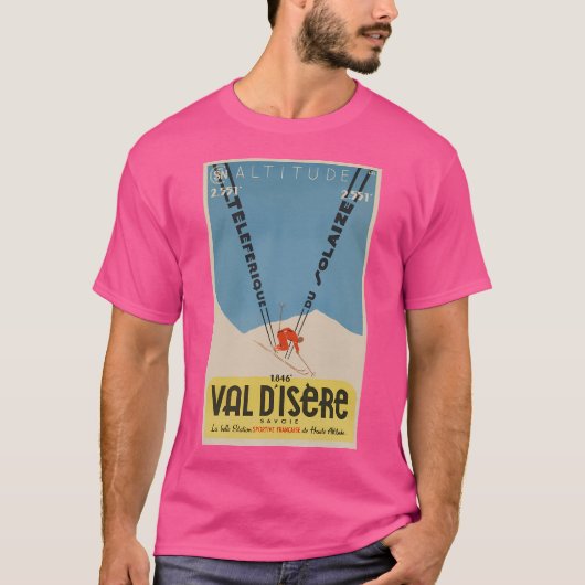 Val D'Isere Classic Ski Poster T-Shirt (Vorderseite)