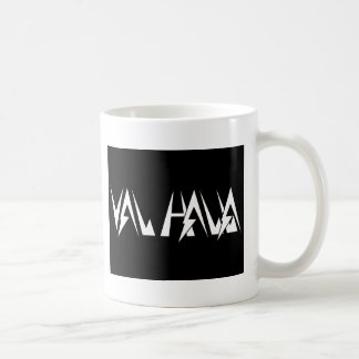 Val Halla SCHRIFTART-Logoweiß auf Schwarzem Kaffeetasse