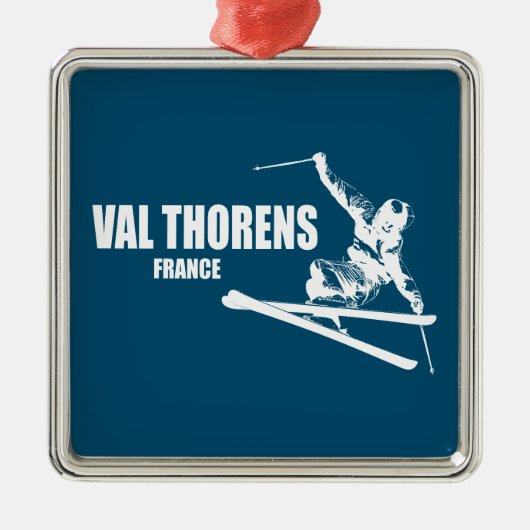 Val Thorens France Skier Ornament Aus Metall (Vorne)