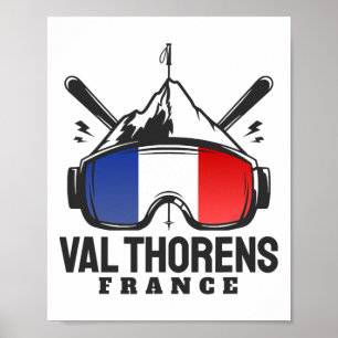 Val Thorens Frankreich Skigebiet Retro Skifahren Poster
