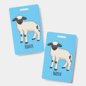 Valais Blacknose sheep cartoon illustration Ausweis (Vorder- & Rückseite)