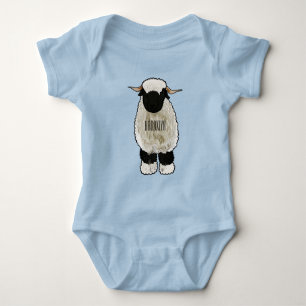 Valais Blacknose sheep cartoon illustration Baby Strampler