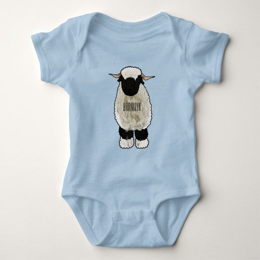 Valais Blacknose sheep cartoon illustration Baby Strampler (Vorderseite)