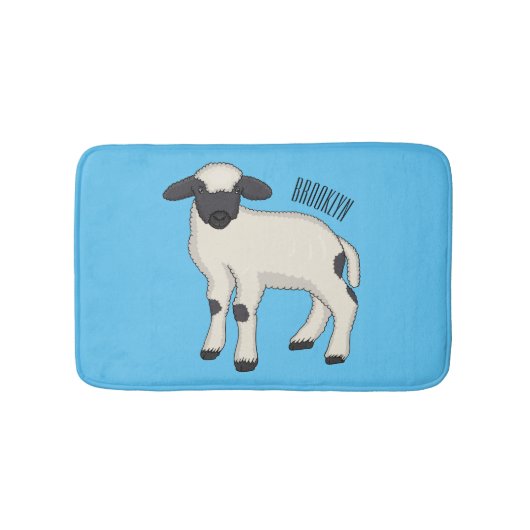 Valais Blacknose sheep cartoon illustration Badematte (Vorderseite)