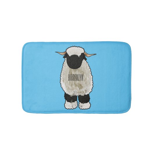 Valais Blacknose sheep cartoon illustration Badematte (Vorderseite)
