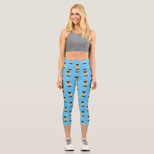 Valais Blacknose sheep cartoon illustration Capri Leggings (Vorderseite)