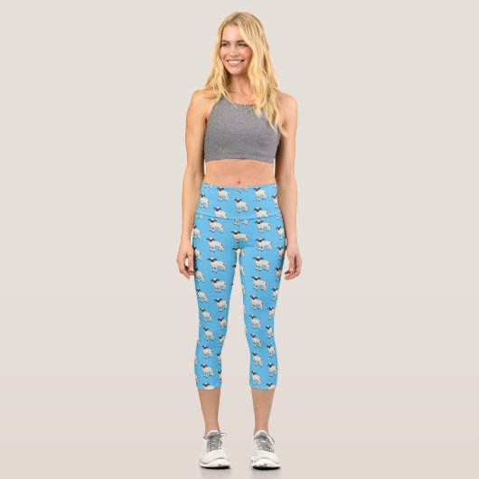 Valais Blacknose sheep cartoon illustration Capri Leggings (Vorderseite)