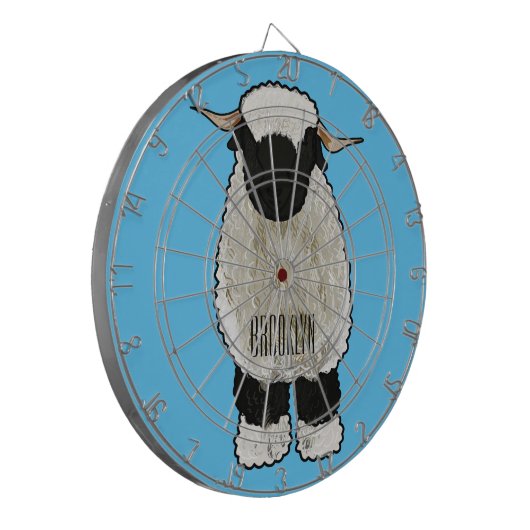 Valais Blacknose sheep cartoon illustration Dartscheibe (Vorderseite Links)