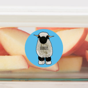 Valais Blacknose sheep cartoon illustration Etiketten