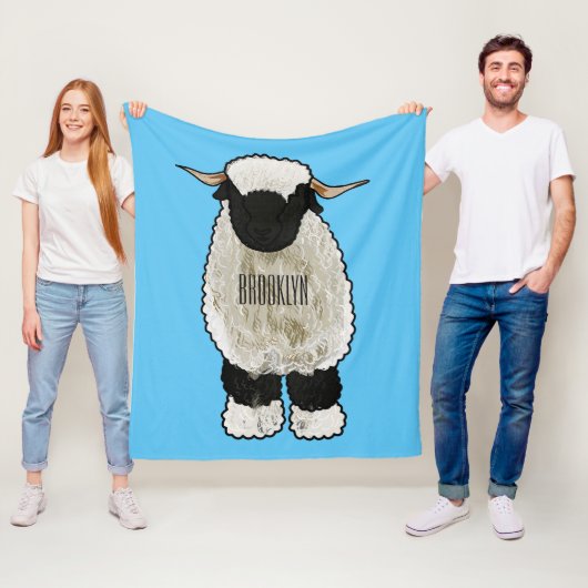 Valais Blacknose sheep cartoon illustration Fleecedecke (Beispiel)