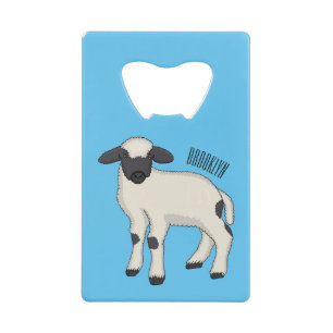 Valais Blacknose sheep cartoon illustration Geldbeutel Flaschenöffner