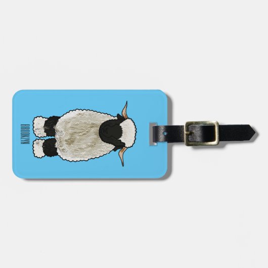 Valais Blacknose sheep cartoon illustration Gepäckanhänger (Vorderseite horizontal)